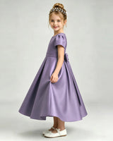 Wisteria Satin A-line Flower Girl Dress Side View