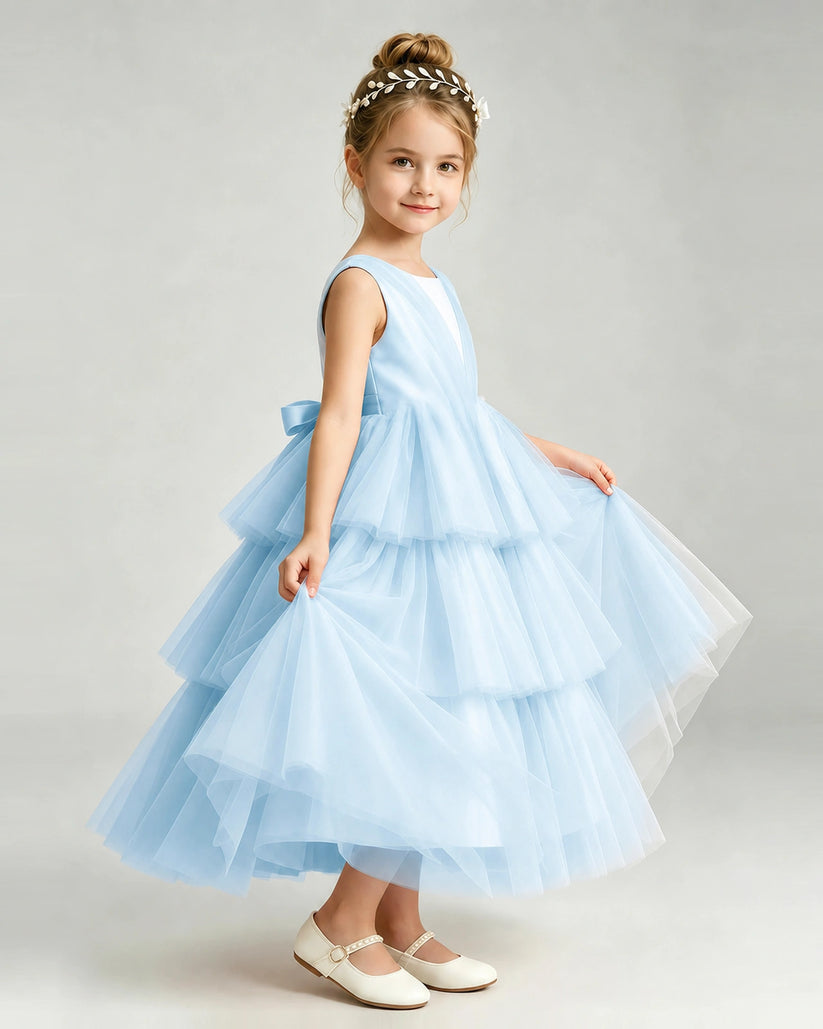 Baby Blue Tulle A-line Pageant Dress Side View