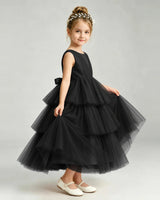Black Tulle A-line Pageant Dress Front View