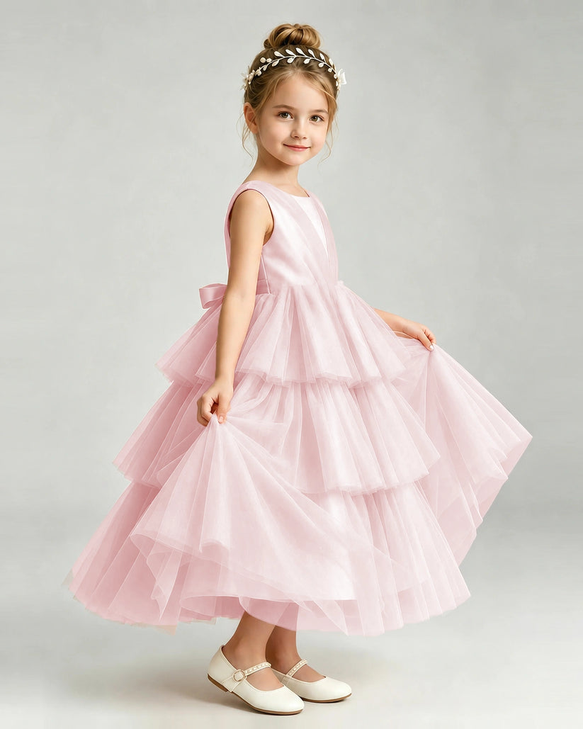 Blush Pink Tulle A-line Pageant Dress Side View
