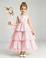Blush Pink Tulle A-line Pageant Dress Front View
