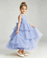 Dusty Blue Tulle A-line Pageant Dress Side View
