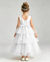 Ivory Tulle Ball Gown Pageant Dress Back View