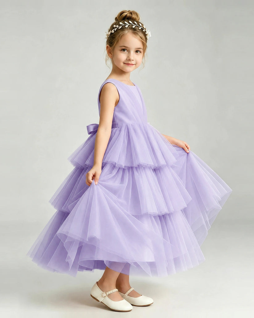 Lavender Tulle A-line Pageant Dress Side View