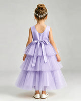 Lavender Tulle Ball Gown Pageant Dress Back View