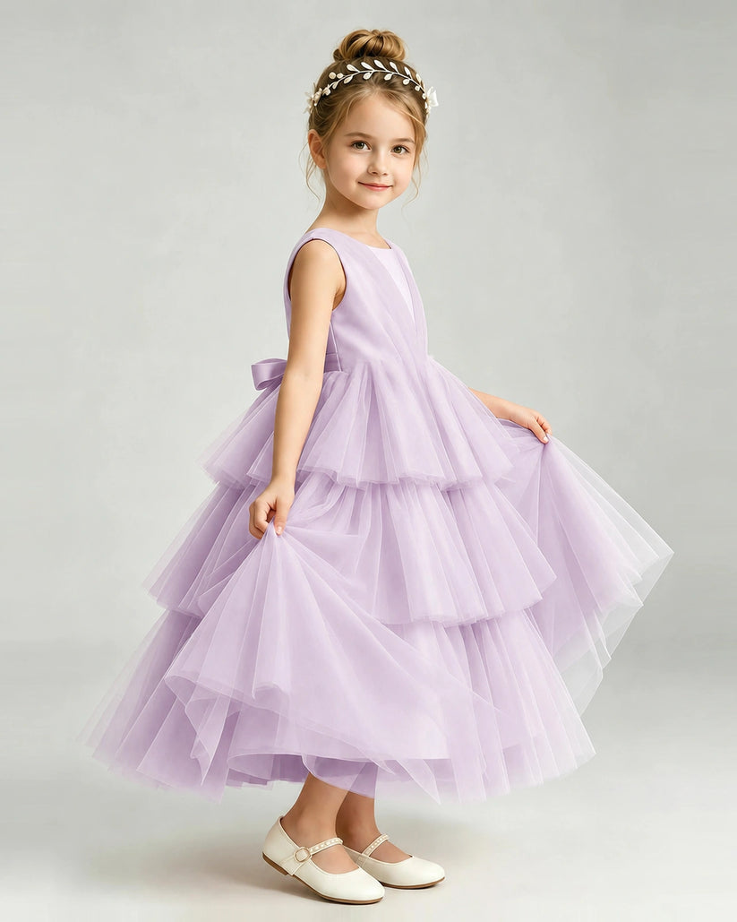 Lilac Tulle A-line Pageant Dress Side View