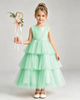 Mint Green Tulle A-line Pageant Dress Front View