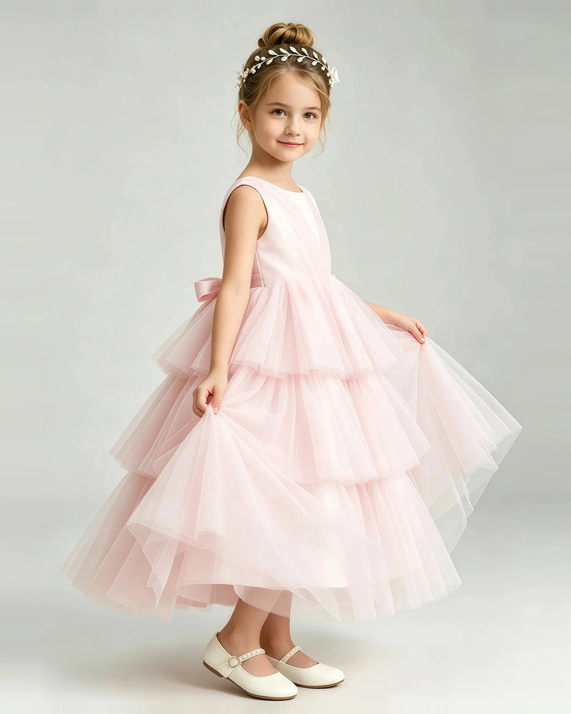 Pink Tulle A-line Pageant Dress Side View