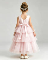 Pink Tulle Ball Gown Pageant Dress Back View