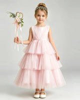Pink Tulle A-line Pageant Dress Front View