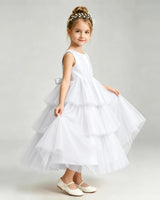White Tulle Ball Gown Pageant Dress Side View