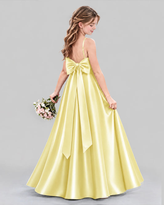 Daffodil Satin A-line Girls Formal Dress Back View