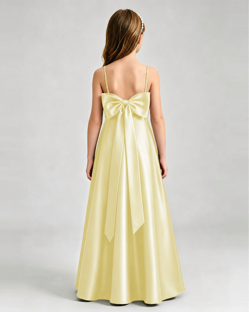 Daffodil Satin A-line Girls Formal Dress Back View