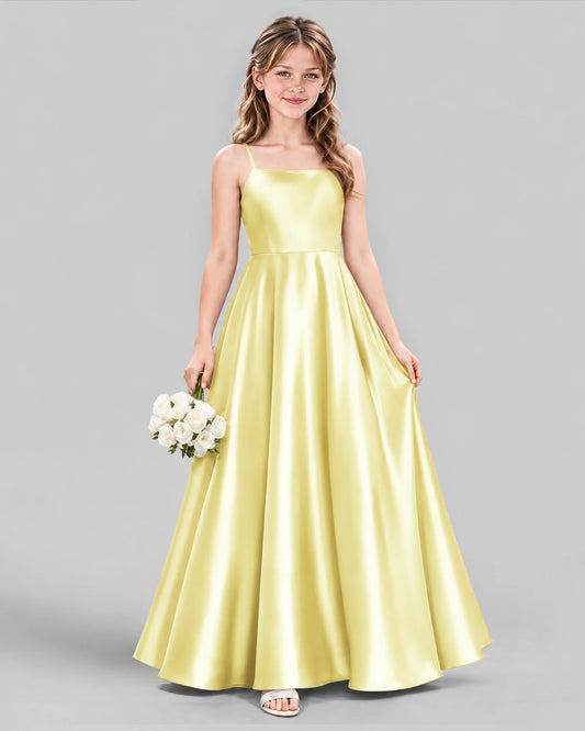 Daffodil Satin A-line Girls Formal Dress Front View