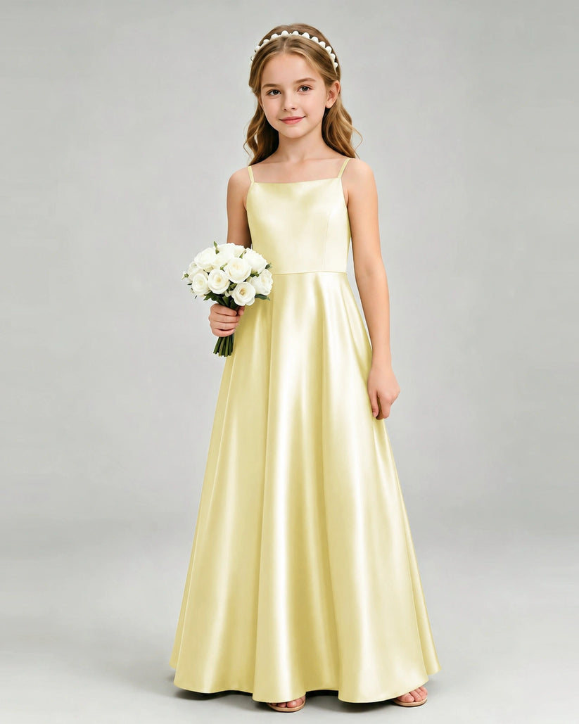 Daffodil Satin A-line Girls Formal Dress Front View