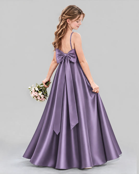 Wisteria Satin A-line Girls Formal Dress Back View