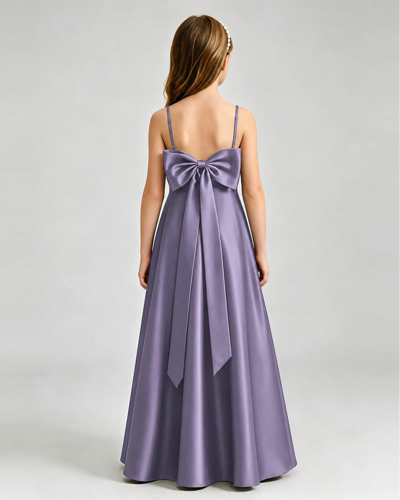 Wisteria Satin A-line Girls Formal Dress Back View