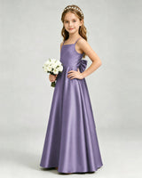 Wisteria Satin A-line Girls Formal Dress Side View