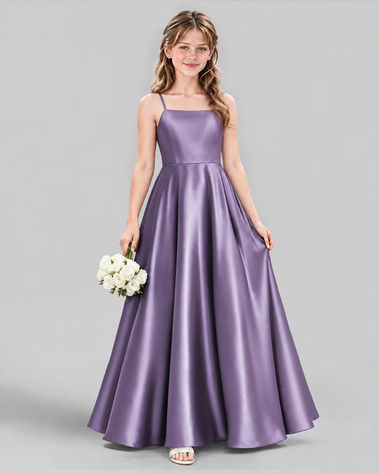 Wisteria Satin A-line Girls Formal Dress Front View