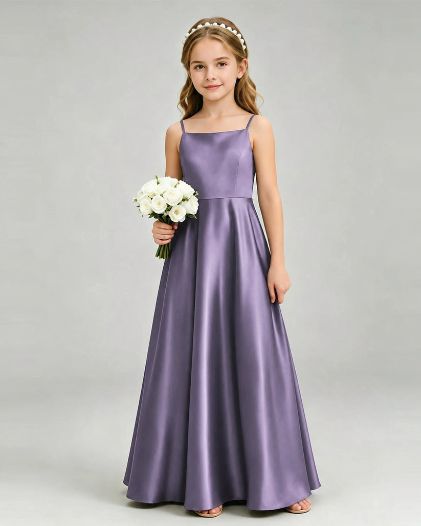 Wisteria Satin A-line Girls Formal Dress Front View