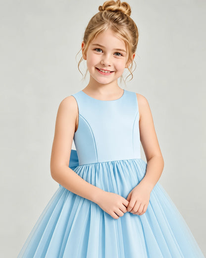 Baby Blue Tulle Flower Girl Dress Detail View