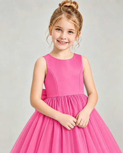 Hot Pink Tulle Flower Girl Dress Detail View