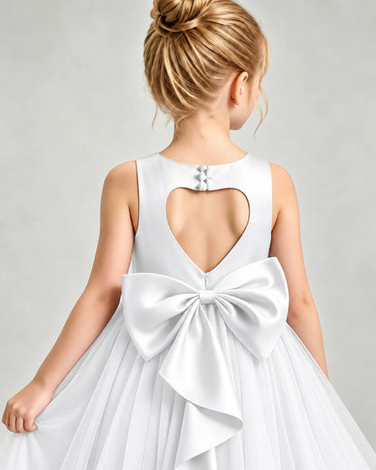 Ivory Tulle Flower Girl Dress Back Detail View