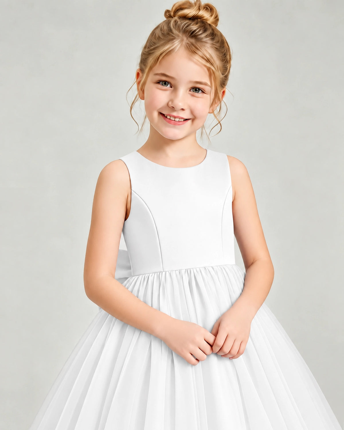Ivory Tulle Flower Girl Dress Detail View