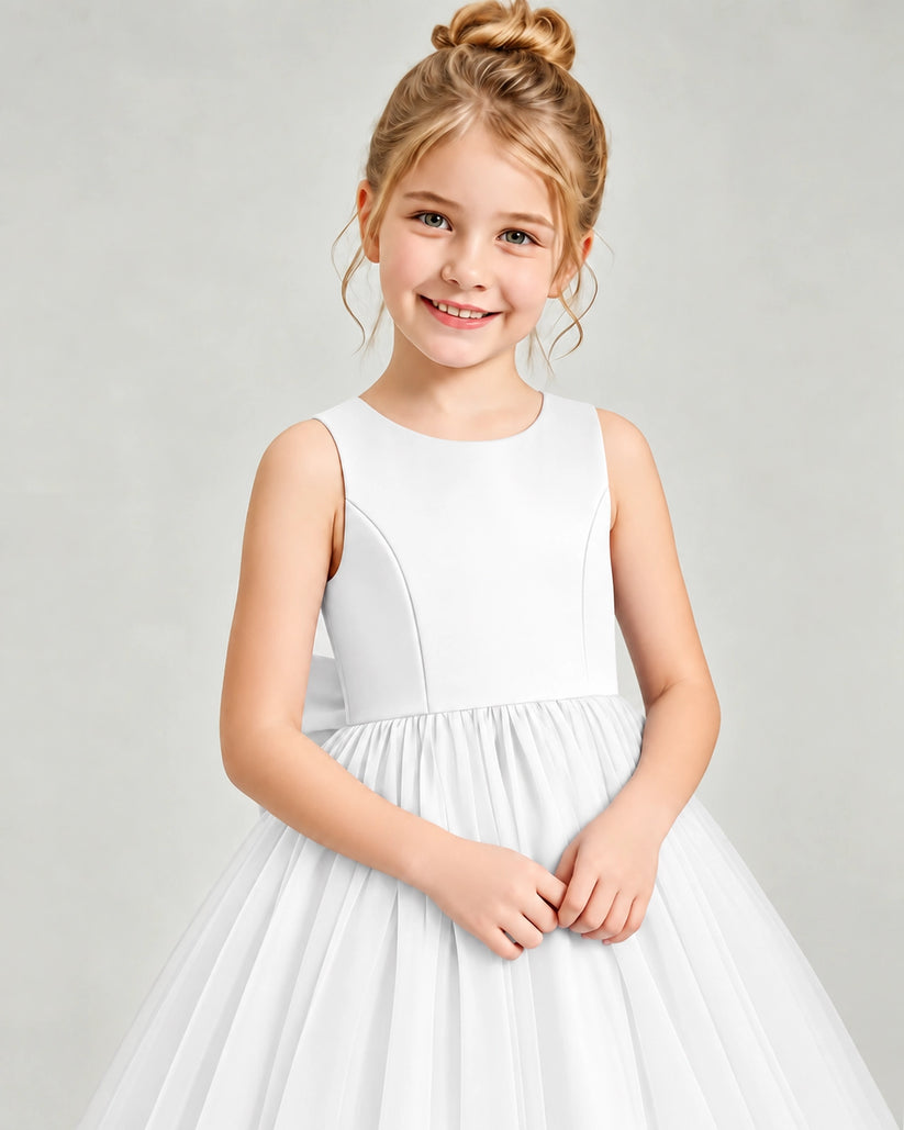 Ivory Tulle Flower Girl Dress Detail View