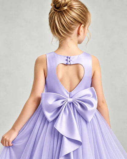 Lavender Tulle Flower Girl Dress Back Detail View