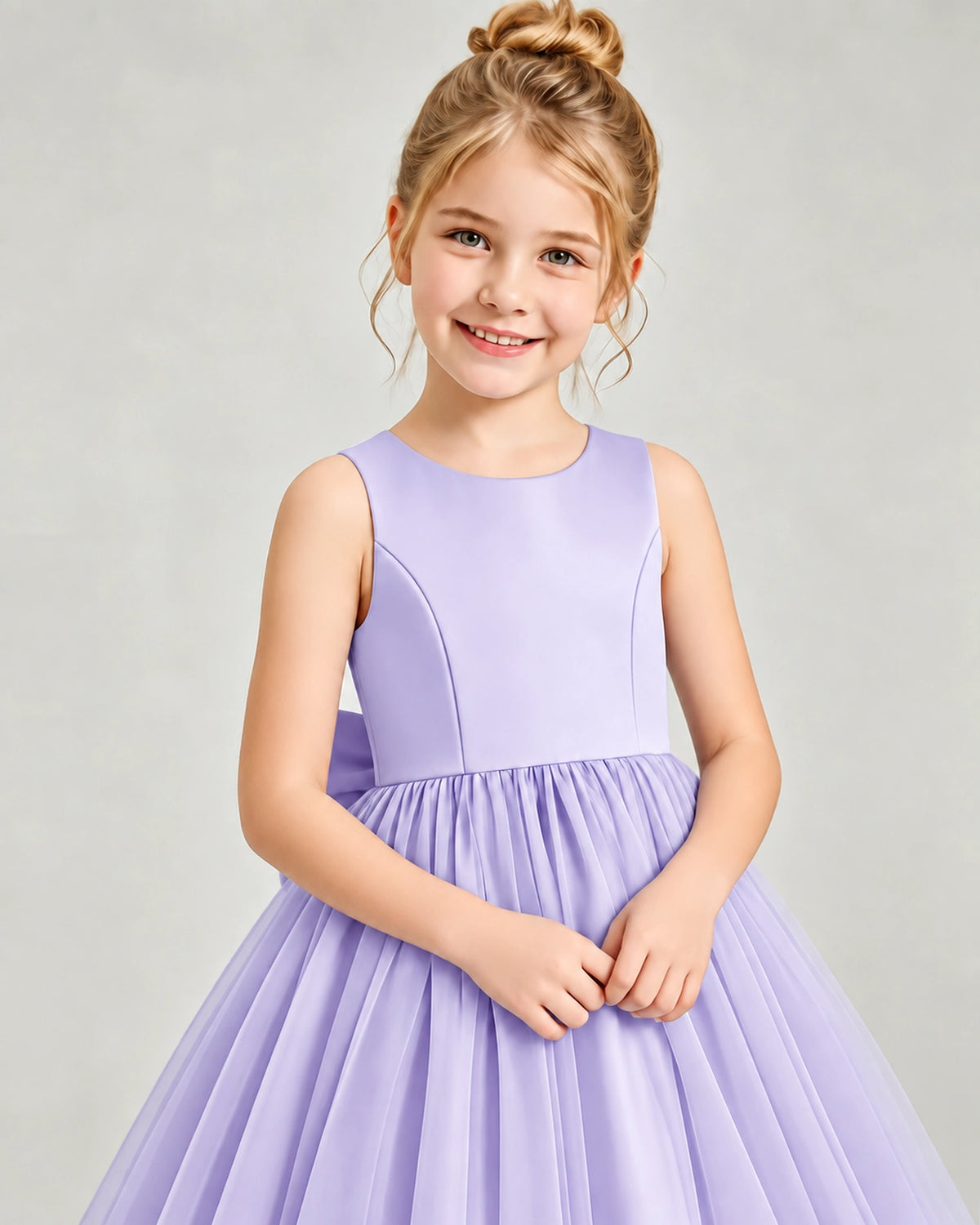 Lavender Tulle Flower Girl Dress Detail View
