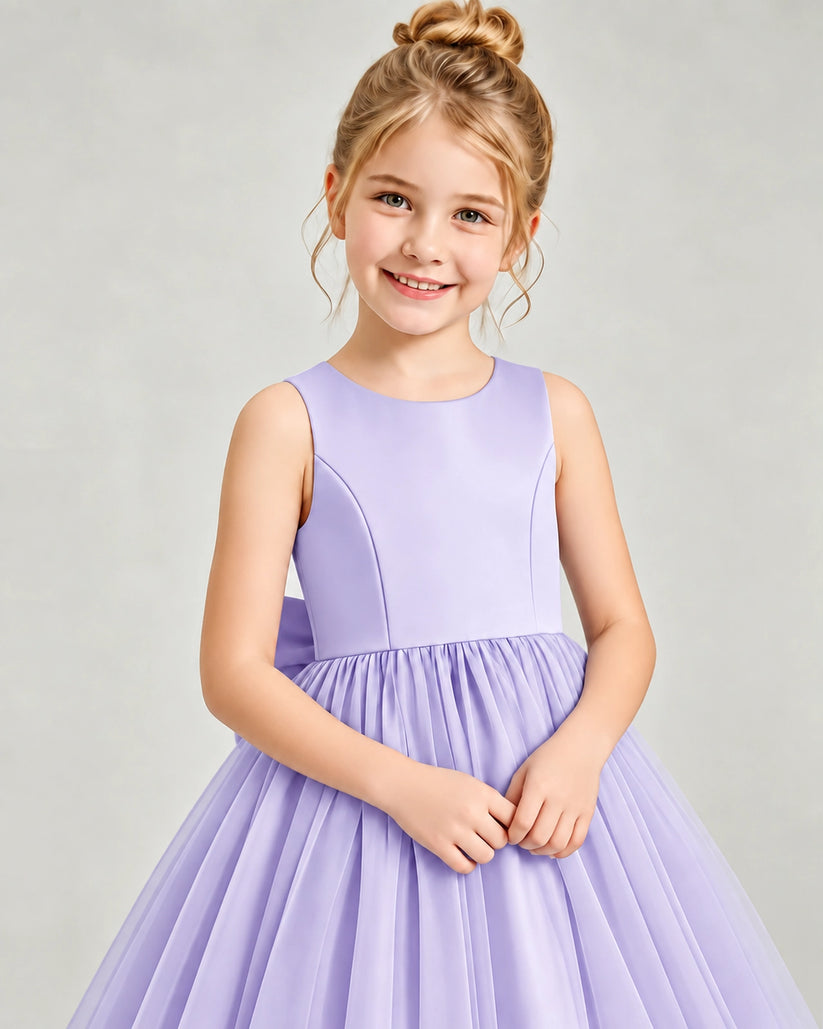 Lavender Tulle Flower Girl Dress Detail View