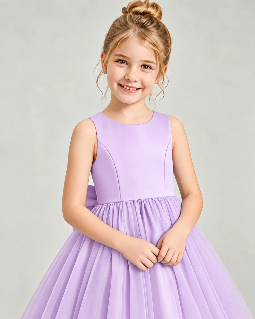 Lilac Tulle Flower Girl Dress Detail View