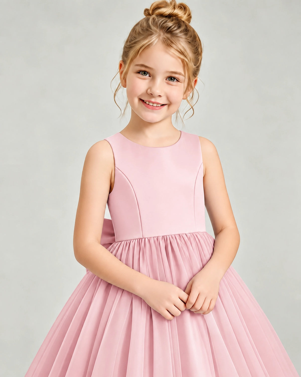Pink Tulle Flower Girl Dress Detail View