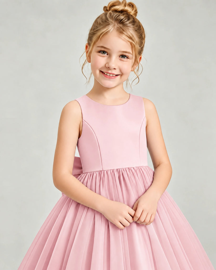 Pink Tulle Flower Girl Dress Detail View