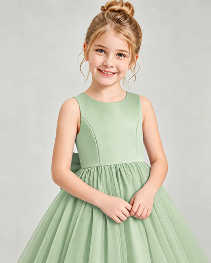 Sage Green Tulle Flower Girl Dress Detail View