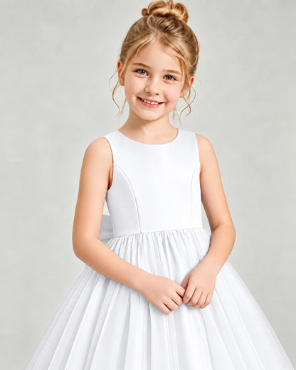 White Tulle Flower Girl Dress Detail View