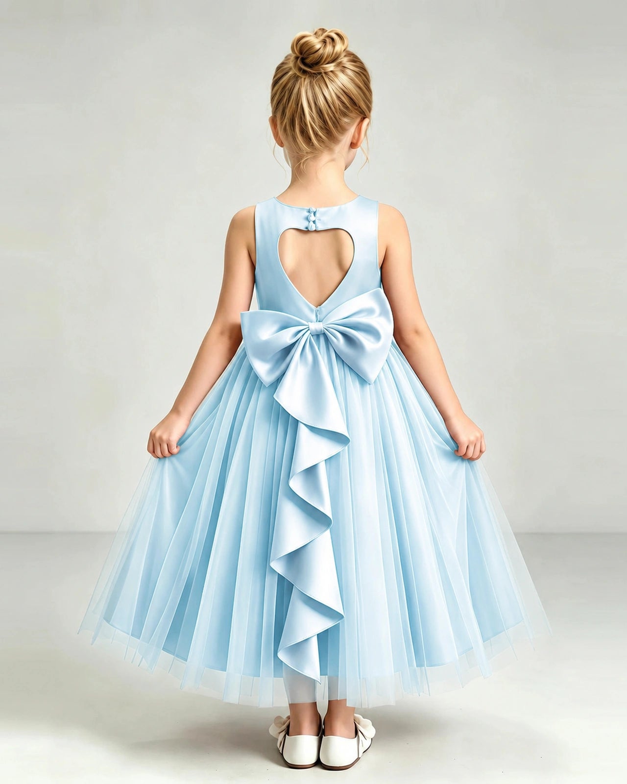 Baby Blue Tulle Flower Girl Dress Back View