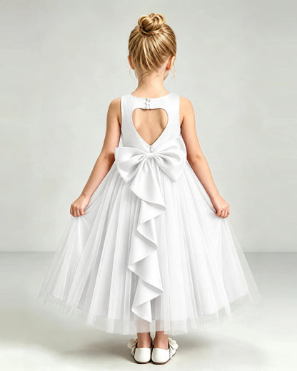 Ivory Tulle Flower Girl Dress Back View