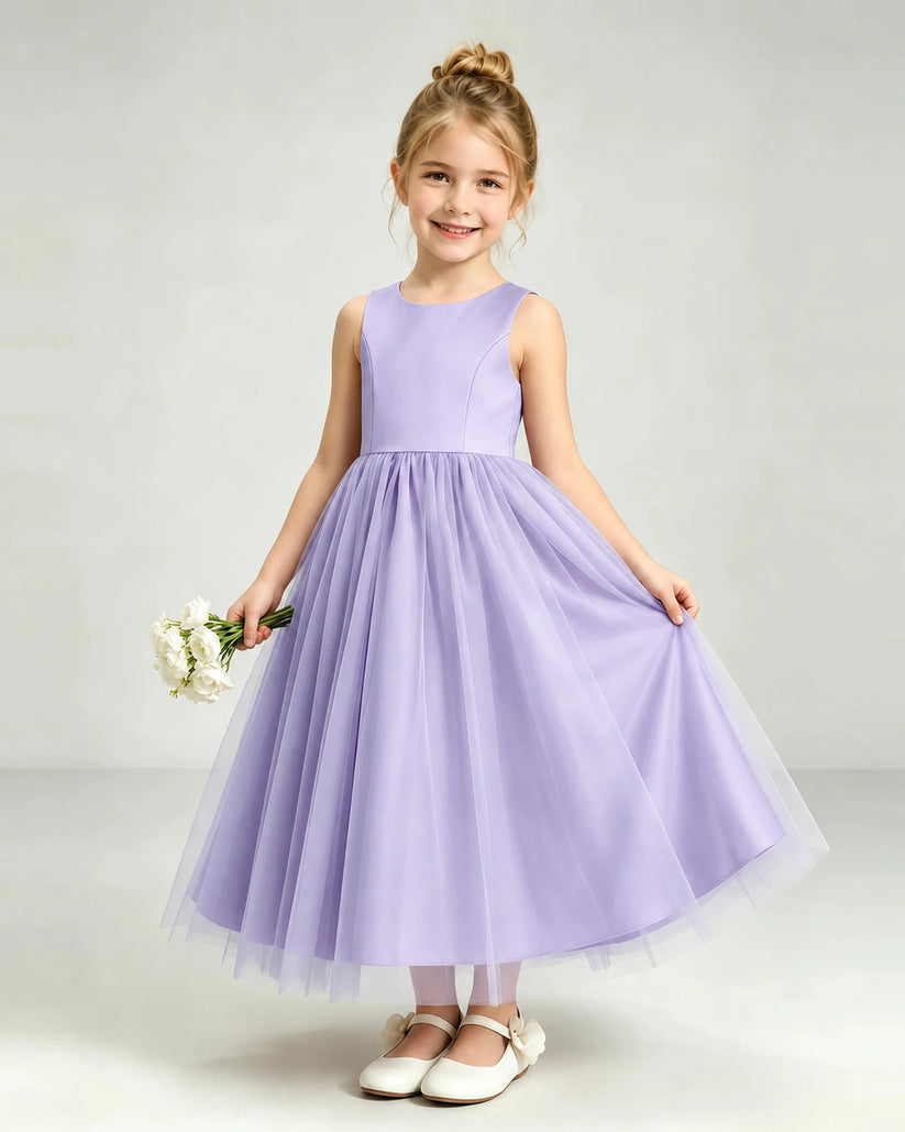 Lavender Tulle Flower Girl Dress Front View