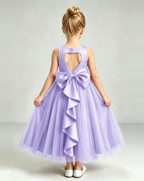 Lavender Tulle Flower Girl Dress Back View