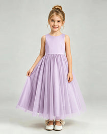 Lilac Tulle Flower Girl Dress Front View