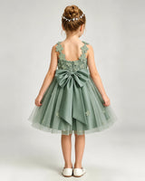 Eucalyptus Tulle A-line Girls Formal Dress Back View