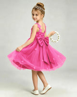 Hot Pink Tulle A-line Girls Formal Dress Side View