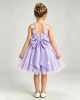 Lavender Tulle A-line Girls Formal Dress Back View
