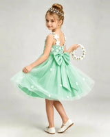Mint Green Tulle A-line Girls Formal Dress Back View