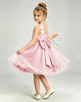 Pink Tulle A-line Girls Formal Dress Back View