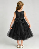 Black Tulle A-line Girls Formal Dress Back View