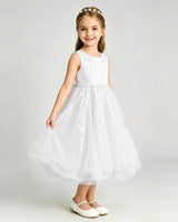 Ivory Tulle A-line Girls Formal Dress Front View