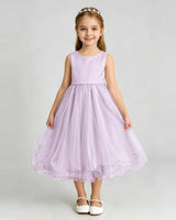 Lilac Tulle A-line Girls Formal Dress Front View